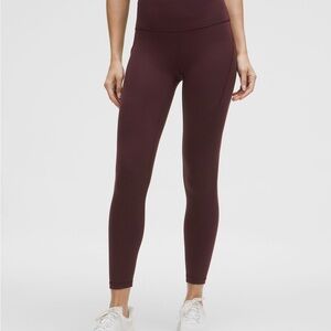 Lululemon Wunder Train HR Leggings with Pockets. (Goodnight Plum)